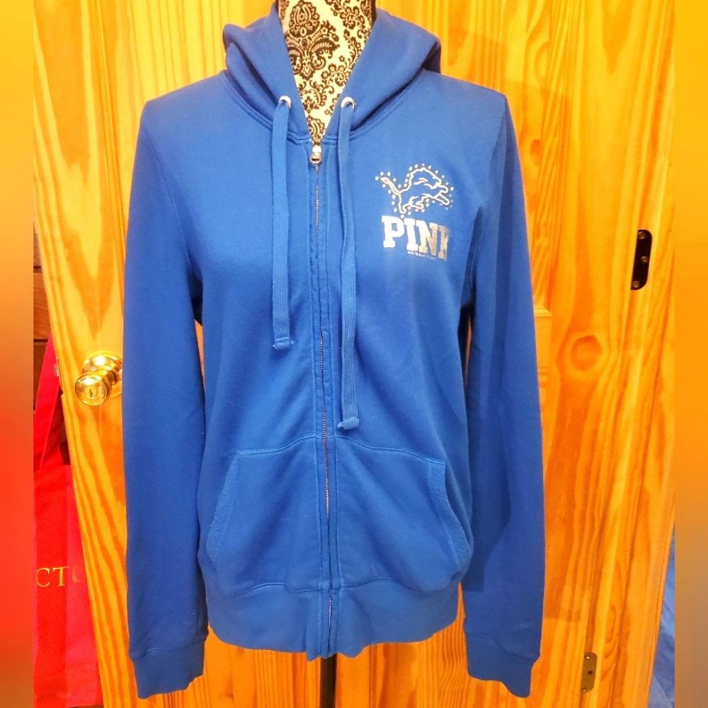 Victoria's Secret Pink Detroit Lions Hoodie Sweatshirt Large RARE HTF